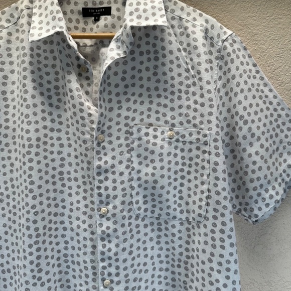 Ted Baker Linen Shirt Men Sz.5 US (XL - 42) Albert Button Up Chest Pocket Summer - Picture 5 of 15